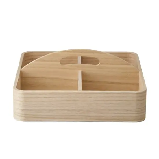Hello Honey&reg; 9.75" Natural Quartet Sectional Paulownia Wood Organizer {1}