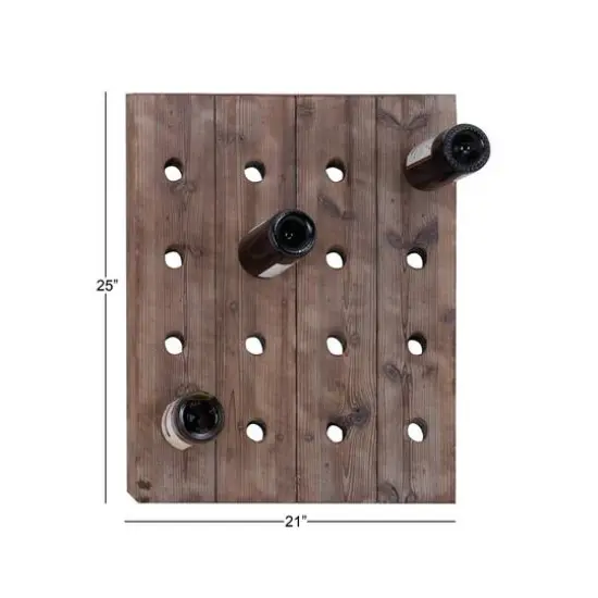 25" Brown Wood Rustic Wine Holder Rack {6}
