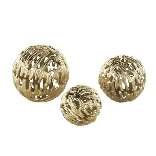 Aluminum Metallic Abstract Cutout Orbs Set Gold {4}
