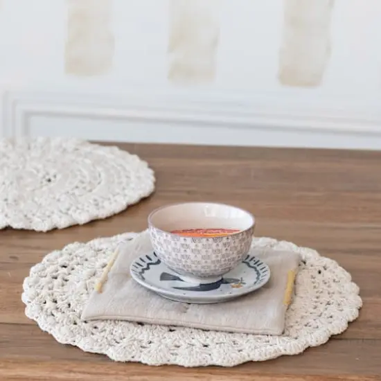 Hello Honey® Blue & Gray Hand-Embroidered Cotton Slub Pot Holders Set {3}