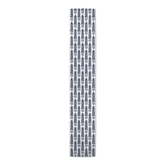 Light Houses Indoor/Outdoor Table Runner Navy on White {1}