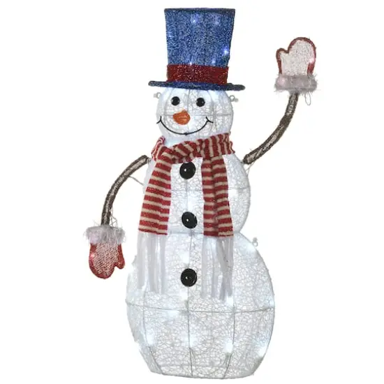 30" Pre-Lit Fabric Snowman {1}