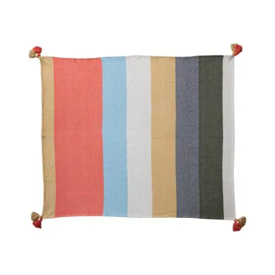 Hello Honey&reg; 60" Multicolor Striped Woven Throw with Tassels {4}