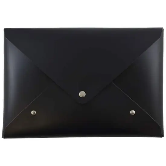 JAM Paper Black Medium Italian Leather Portfolio with Snap Closure {1}