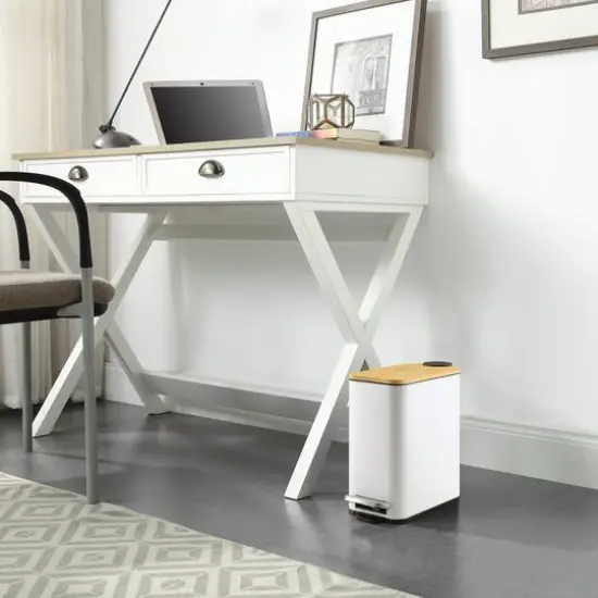 SunnyPoint 1.25gal. White Trash Can with Plastic Inner Buckets {4}