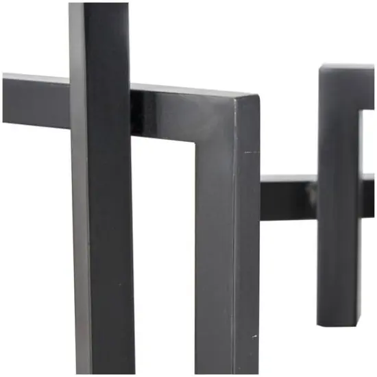 13" Black Metal Geometric Abstract Square Arched Sculpture {6}
