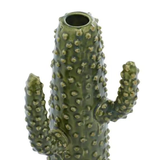 Green Ceramic Eclectic Vase, 12" x 5" x 6" {7}