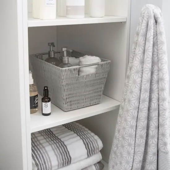 Simplify Medium Gray Rattan Storage Basket {2}