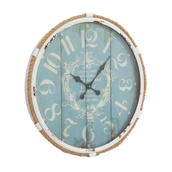 Turquoise Coastal Metal Wall Clock {3}