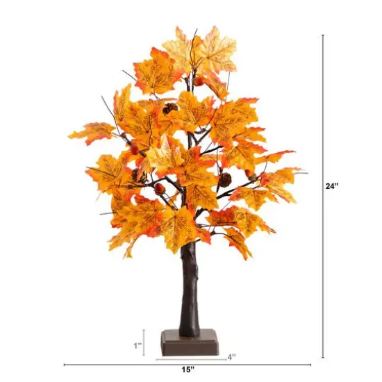2ft. Pre-Lit Autumn Maple Artificial Fall Tree with Acorns & Pinecones and 18 Warm White LED Lights {3}