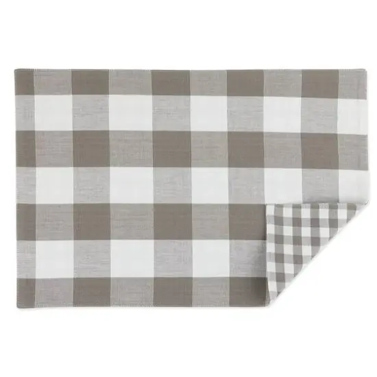 DII&reg; Gray & White Reversible Gingham & Buffalo Check Placemat Set, 4ct. {7}