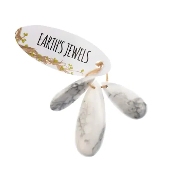 John Bead Earth&rsquo;s Jewels Natural Stone Teardrop Pendant Slices White Howlite {1}