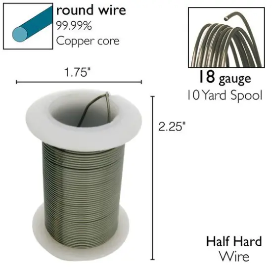The Beadsmith&reg; Wire&trade; Elements 18 Gauge Tarnish-Resistant Wire Hematite {7}