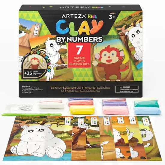 Arteza&reg; Kids Safari Clay By Numbers Kit, 56 pcs {1}