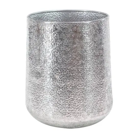 Set of 3 Silver Aluminum Glam Planter, 12", 16", 20" {5}