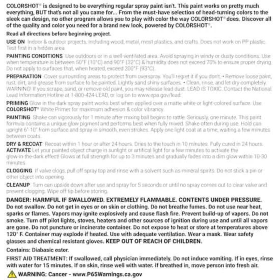 COLORSHOT® 8oz. Lightning Bug Glow-in-the-Dark Spray Paint {5}