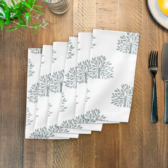 Blooming Bush Cotton Twill Napkin White {4}