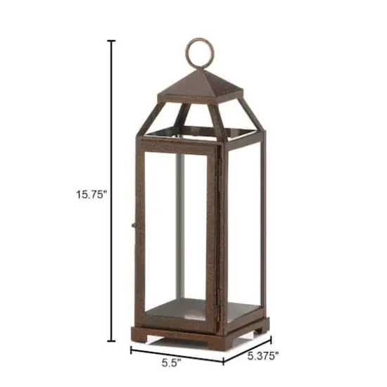 16" Iron & Glass Copper Lantern {5}