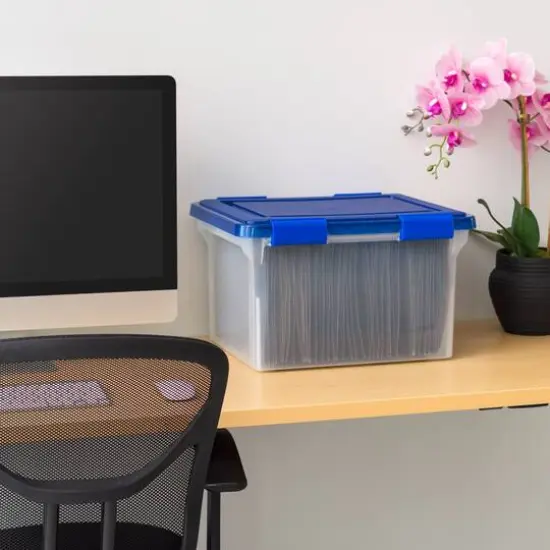 IRIS 32qt. Stackable Plastic Legal File Storage Box for Letter {13}