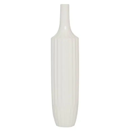 23" White Ceramic Modern Vase {1}