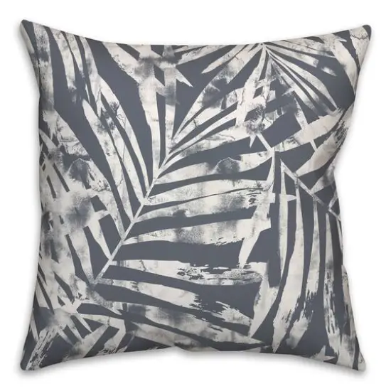 18" x 18" Distressed Leaves Indoor/Outdoor Throw Pillow Slate {1}