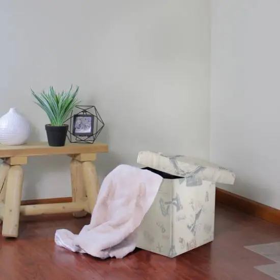 12" Vintage Italy Travel Inspired Collapsible Ottoman {3}