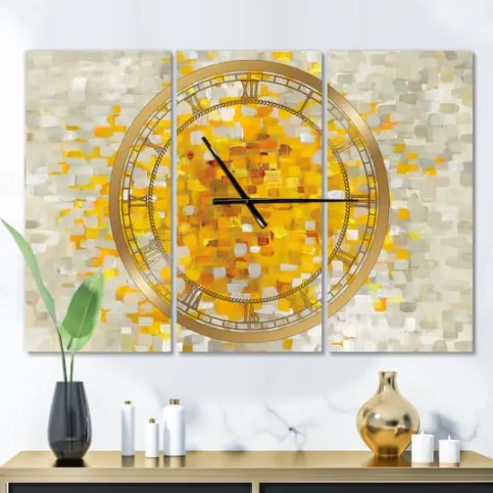 Designart 'Glam Yellow Explosion Blocks Modern Multipanel Wall Clock {3}