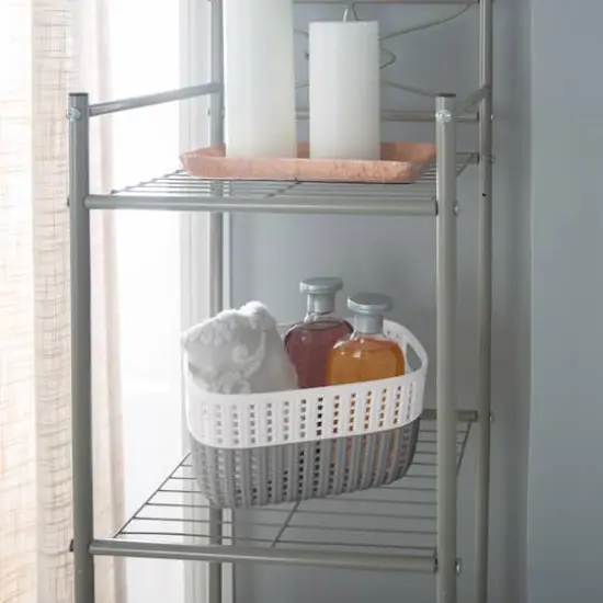 Simplify 9.4" Small 2-Tone Decorative Storage Basket Gray/White {6}