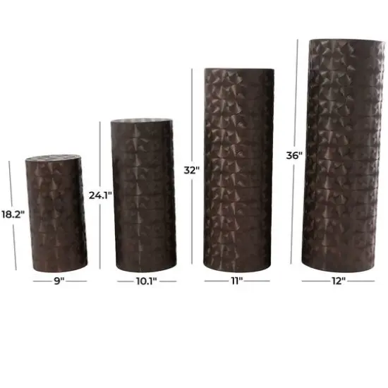 Brown Metal Tall Slim Abstract Pedestal Table with Grooved Shell Design Set {6}