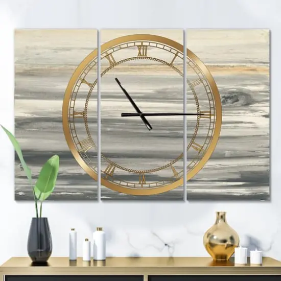 Designart 'Watercolor Colorfields Ii Modern Multipanel Wall Clock {3}