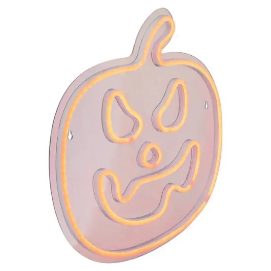 15" Orange LED Neon Style Jack-O-Lantern Halloween Window Silhouette {5}
