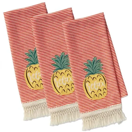 DII&reg; Island Tropics Pineapple Embellished Dish Towels, 3ct. {1}
