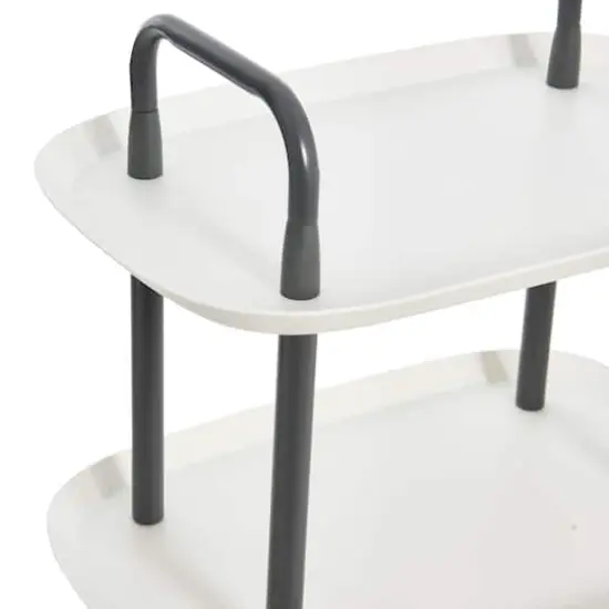 Hello Honey® Main + Mesa™ 3-Tier Modern Plastic and Metal Trolley White and Dark Gray {5}