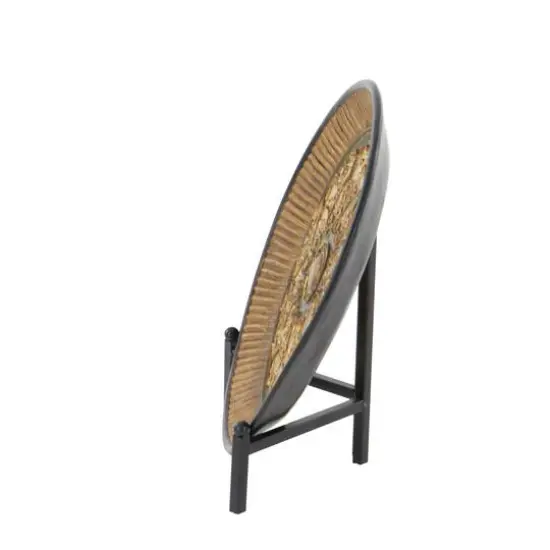 16" Gold Polystone Traditional Decorative Plate with Stand {4}