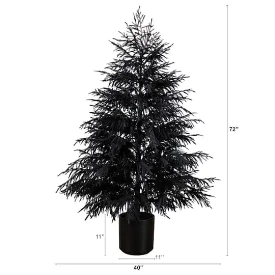 6ft. Artificial Halloween Real Touch Black Norfolk Pine Christmas Tree with Natural Look {3}