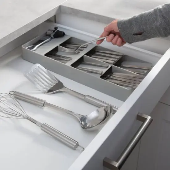 Kitchen Details Gray 7-Slot Drawer Cutlery Organizer {6}