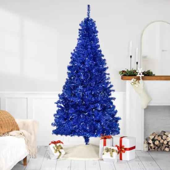 9ft. Pre-Lit Blue Artificial Tinsel Christmas Tree, Clear Lights {3}