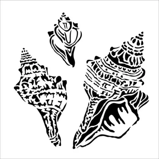 The Crafter's Workshop Conch Shells Stencil, 6'' x 6'' {1}
