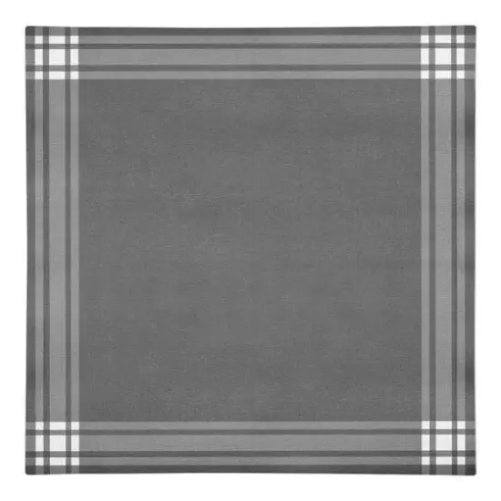 Gray and White Simple Stripes 10" x 10" Cotton Twill Napkin {1}