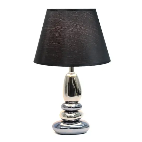 Elegant Designs&trade; 21.5" Chrome and Metallic Blue Stones Table Lamp with Black Shade {3}