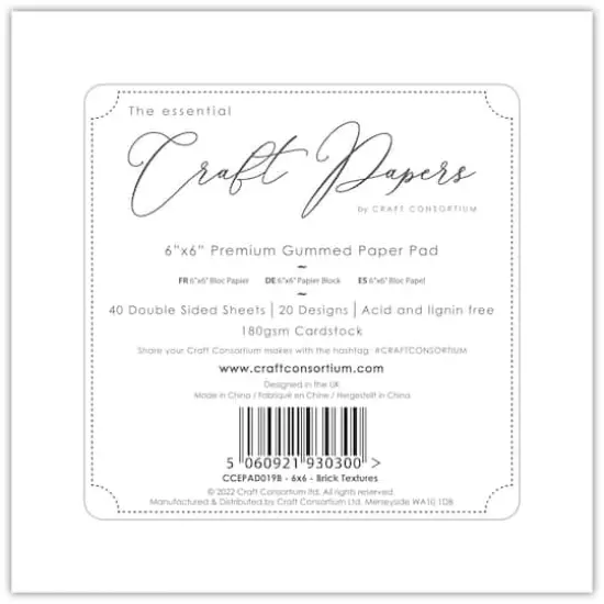 Craft Consortium Double-Sided Paper Pad 6" x 6" 40 ct. Brick Textures, 20 Designs {9}
