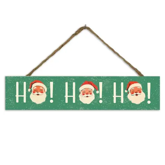 Vintage Santa Ho Ho Ho 17" x 3.5" Outdoor/Indoor Hanging Sign {1}