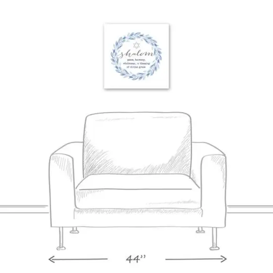 Shalom Def Wreath Blue 16x16 Canvas Wall Art {6}