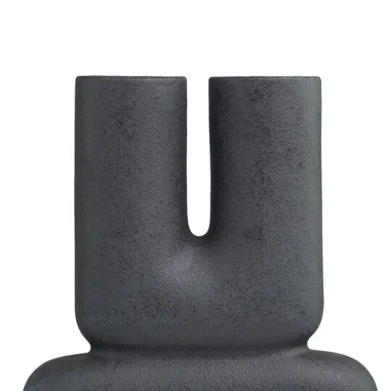 15" Black Ceramic U-Shaped Abstract Vase {6}