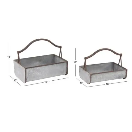 Gray Metal Farmhouse Handle Planter Set {6}