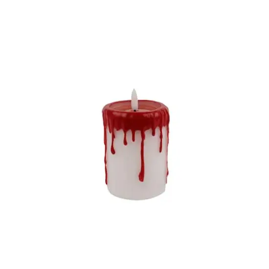 3" x 4" Red Dripping LED Wax Pillar Candle by Ashland&reg; {5}