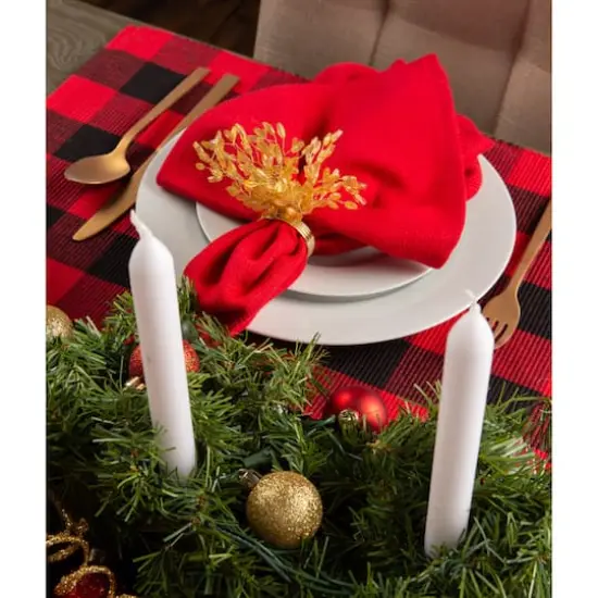 DII&reg; Buffalo Check Ribbed Placemat, 6ct. Tango Red/Black {6}