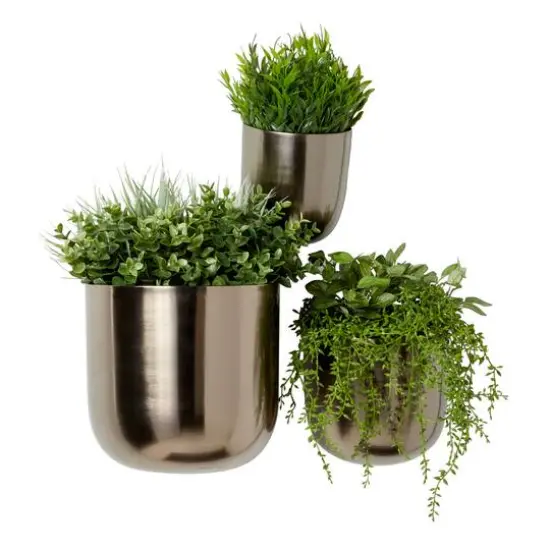 Black Metal Contemporary Hanging Planter Set {3}