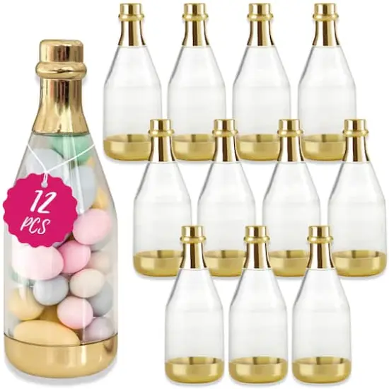 Kate Aspen&reg; Medium Gold Metallic Champagne Bottle Favor Containers, 12ct. {1}