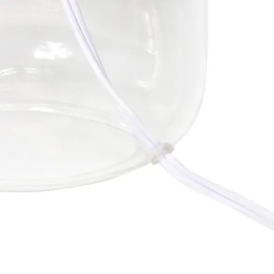 Simple Designs 14" Glass Table Lamp with Gray Fabric Shade Clear/Gray {7}